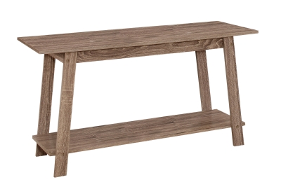 Monarch 42" Contemporary Wood Grain-Look 2-Tier Storage Shelf Slant Leg Design Console TV Stand - Dark Taupe Finish