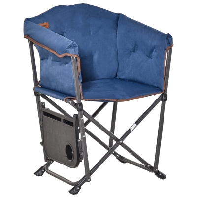 Outsunny Heavy Duty Camping Folding Director Chair Oversize Padded Seat w/ Side Table Compact and Sturdy for Outdoor, Beach, Picnic, Hiking, Travel, Blue
