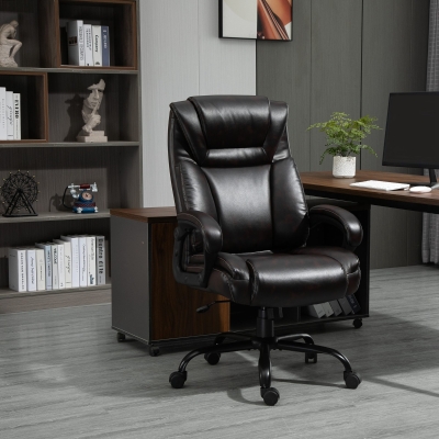 Vinsetto Big and Tall Executive Office Chair Home High Back PU Leather Chair with Adjustable Height, Swivel Wheels, Brown