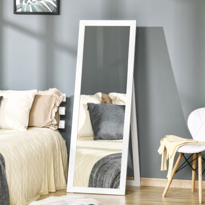 HOMCOM Full Length Mirror, Floor Standing Mirror, Dressing Mirror for Living Room, Bedroom, White
