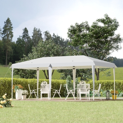 Outsunny 10' x 19' Outdoor Pop Up Party Tent Garden Easy Set Up Gazebo Canopy Market Event Sunshade White
