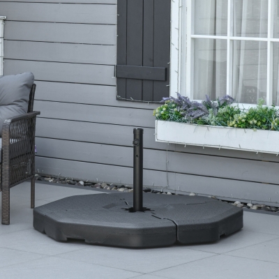 Outsunny 4 Pcs Umbrella Base Square Stand Cantilever Offset Patio Umbrella Weights w/Easy-Fill Spouts for Water or Sand, Black
