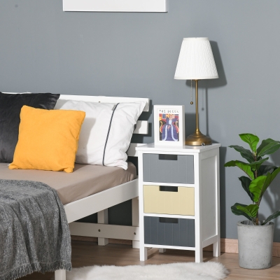 HOMCOM 3 Drawer Dresser, Chest of Drawers with Table Top for Bedroom, Living Room, Hallway, Multi-Color