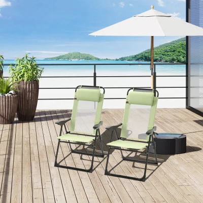 Outsunny Set of 2 Portable Folding Recliners, Green