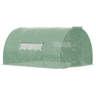 Outsunny 13'x10' Walk-in Tunnel Greenhouse Hot House Steel Frame PE Cover, Green