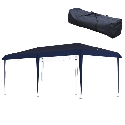 Outsunny 19' x 10' Outdoor Gazebo Pop Up Canopy Party Tent with Carrying Bag, Blue