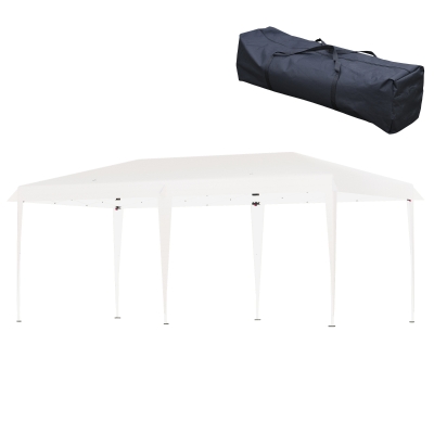 Outsunny 19' x 10' Pop Up Canopy Outdoor Gazebo Party Tent with Carrying Bag, White