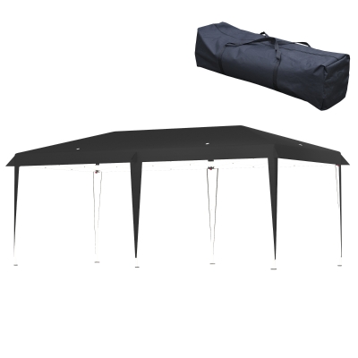 Outsunny 19' x 10' Outdoor Gazebo Pop Up Canopy Party Tent with Carrying Bag, Black