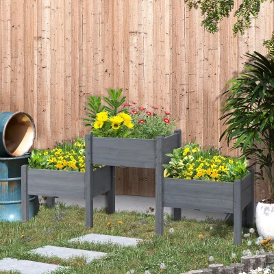 Outsunny 3-Tier Raised Garden Bed, Freestanding Planter Box