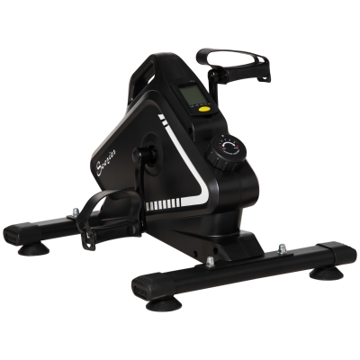 Soozier Indoor Mini Exercise Bike Portable Pedal Manual Arm & Leg Exerciser Machine, Black & White