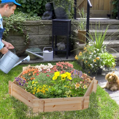 Outsunny 39'' Hexagon Raised Garden Bed, DIY Planter Box
