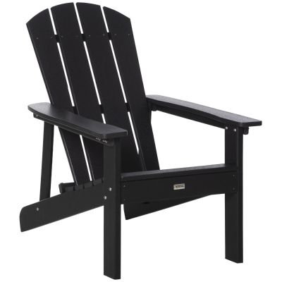 Outsunny Outside Patio & Backyard Lounge Adirondack Chair w/ Ergonomic Design, Black