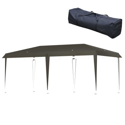 Outsunny 19' x 10' Outdoor Gazebo Pop Up Canopy Party Tent with Carrying Bag, Grey
