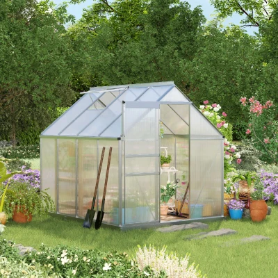 Outsunny 8' x 6' Aluminum Outdoor Greenhouse, Silver with Vent