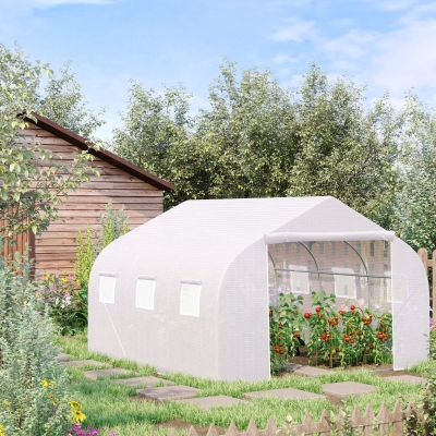 Outsunny 11.5’x10’x7’ Portable Walk-In Greenhouse Garden Plant Flower Growing House, White