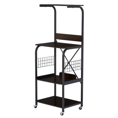 HOMCOM Rolling Dorm Kitchen Cart w/Shelving, 2 Lockable Wheels, and Side Wire Grids