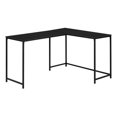 Monarch 58" L Corner Computer Desk - Black Top / Black Metal Frame