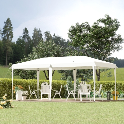 Outsunny 10' x 19' Outdoor Pop Up Party Tent Garden Easy Set Up Gazebo Canopy Market Event Sunshade White