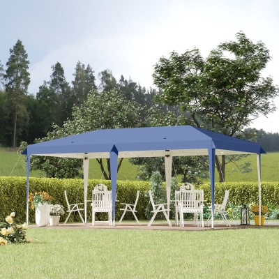 Outsunny 10' x 19' Outdoor Pop Up Party Tent Garden Easy Set Up Gazebo Canopy Market Event Sunshade Blue