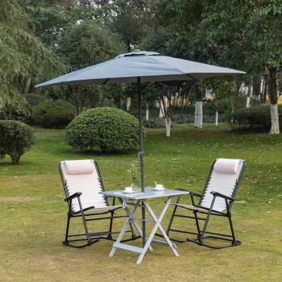Outsunny Foldable Square Wood Dining Table, Portable Bistro, Gray