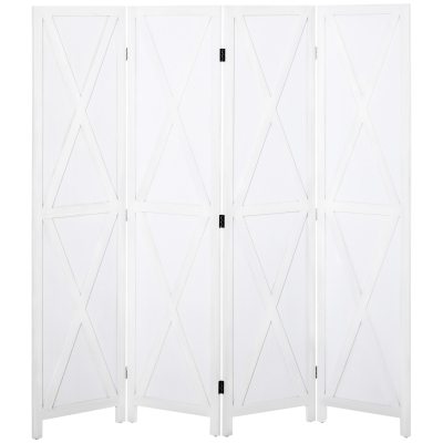 HOMCOM 4-Panel Folding Privacy Room Screen Divider for Indoors, Bedroom, Office, White