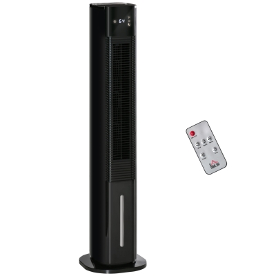 HOMCOM Quiet Air Cooler, Humidifier Evaporative Ice Cooling Fan for Bedroom, Black