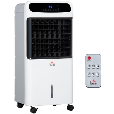 HOMCOM Mobile Air Cooler Fan, Evaporative Ice Cooling Humidifier for Home Bedroom