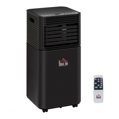 HOMCOM 8000BTU Mobile Portable Air Conditioner for Home Office Cooling, Dehumidifier, Ventilating w/ Remote, LED Display, 24H Timer, Auto Shut-Down, Black