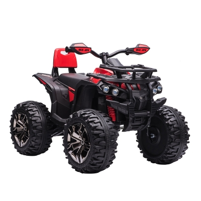 Aosom 12V Kids Recharging Ride-on Electric ATV Quad w/ Realistic Headlights Wide Wheel, Red