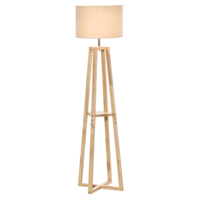 HOMCOM Modern Standing Floor Lamp Bedroom Light w/ Drum Lampshade, Foot Pedal Switch