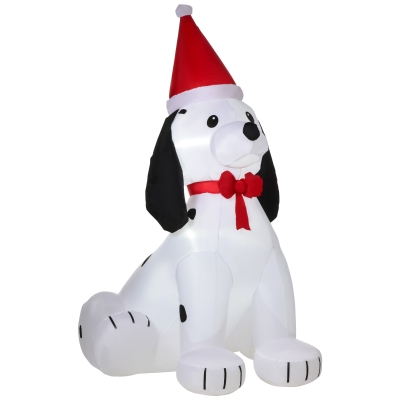 HOMCOM 6ft Christmas Inflatable Puppy Dog Wearing a Santa Hat, Outdoor Blow-Up Yard Decoration with LED Lights Display