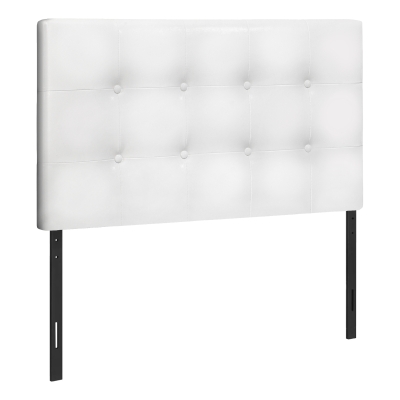 Monarch Twin Size Button Tufted Headboard with Leather-Look Upholstery - White