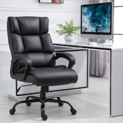Vinsetto Office Chair Ergonomic Heavy Duty Tall and Big with Wheel Adjustable Height PU Leather Rocker 360° Swivel 400lbs, Black