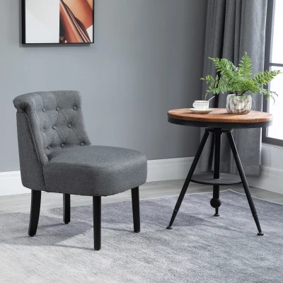 HOMCOM Modern Accent Chair, Button-Tufted Fabric, Gray