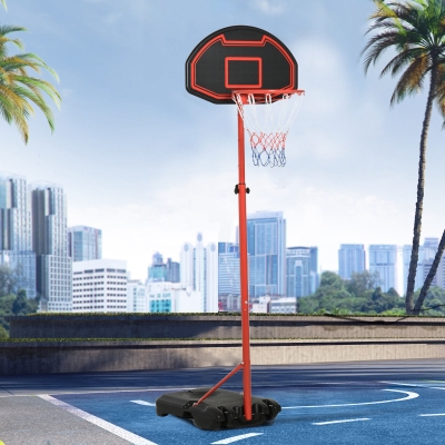 Soozier 6 Level 78.75"- 98.5" Adjustable Basketball Hoop Backboard w/ Wheels & Net For Kids