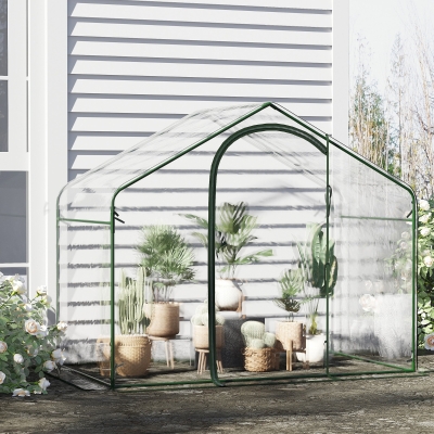 Outsunny 70.75''Lx39.25''Wx66.25''H Portable Garden Greenhouse Mini Flower Plant Growing Warm House Transparent