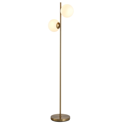 HOMCOM Floor Lamp w/ 2pcs Glass Lamp Shade Modern Decorative Lamp White