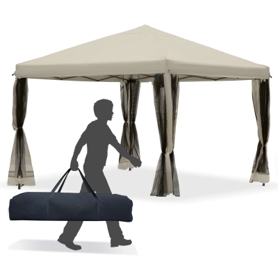 Outsunny 10' x 10' Pop-Up Canopy Party Tent Gazebo - UV Protected w/ Mesh Wall