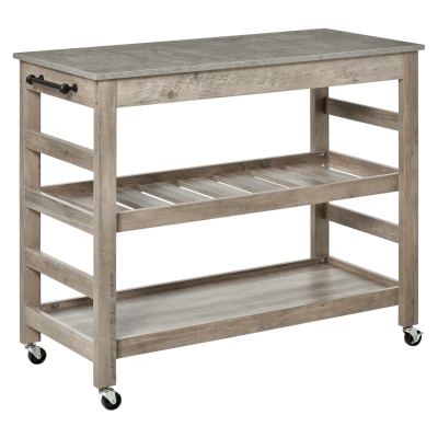 HOMCOM Kitchen Cart, Rolling Kitchen Island Utility Trolley with Stainless Steel Top