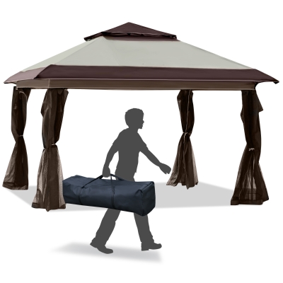 Outsunny 12' x 12' Outdoor Pop-Up Tent Canopy w/ Adjustable Legs Handy Bag Beige