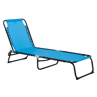 Outsunny 4-Position Reclining Beach Chair Chaise Lounge Folding Chair - Light Blue