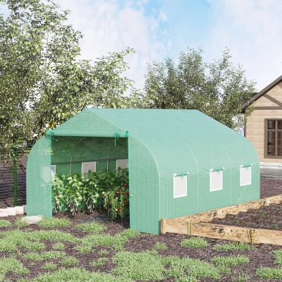 Outsunny 11.5' x 10' Portable Walk-In Greenhouse, Deep Green