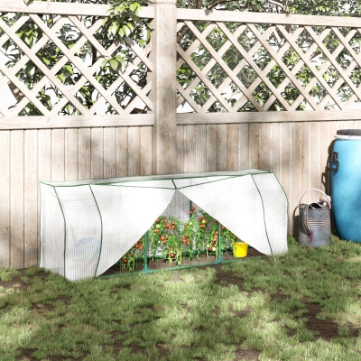Outsunny 71" x 17" x 24" Mini Greenhouse Portable Hot House for Plants with Zipper Design for Outdoor, Indoor, Garden, White