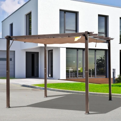 Outsunny 10' x 10' Outdoor Pergola Gazebo with Canopy, Brown