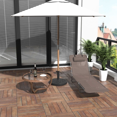 Outsunny Adjustable Back Relaxer Sun Bed Garden Lounger Recliner Chair Furniture, Coffee