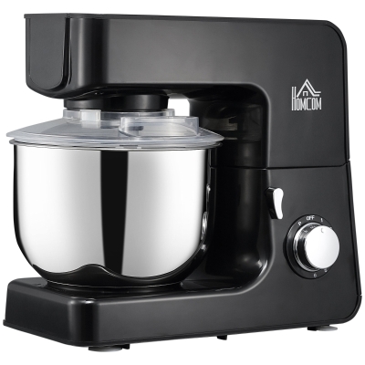 HOMCOM Stand Mixer w/ 6 Qt Stainless Steel Mixing Bowl, Beater & Dough Hook, Black