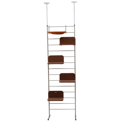 Pawhut 114" Modern Cat Tree Floor-to-Ceiling Adjustable Staggered Climbing Cat Tree Tower
