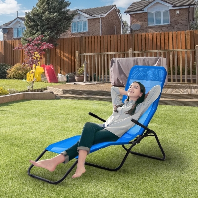 Outsunny Mesh Zero Gravity Lounge Chair Recliners, Folding Rocking Chair, Outdoor Chaise Lounge for Beach, Poolside and Patio, Blue