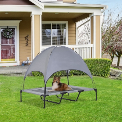 Pawhut XL Outdoor/Indoor Raised Pet Bed Folding Dog Cat Cot Canopy w/ Carry Bag