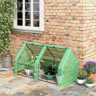 Outsunny 6' x 3' x 3' Portable Tunnel Greenhouse Outdoor Garden Mini with Large Zipper Doors & Water/UV PE Cover